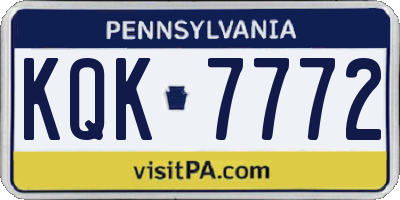 PA license plate KQK7772