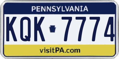 PA license plate KQK7774