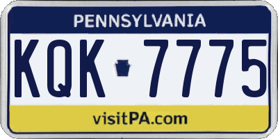 PA license plate KQK7775