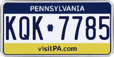 PA license plate KQK7785