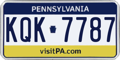 PA license plate KQK7787
