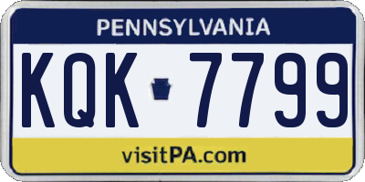 PA license plate KQK7799