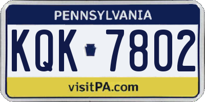 PA license plate KQK7802