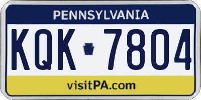 PA license plate KQK7804