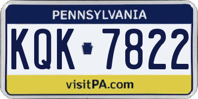 PA license plate KQK7822