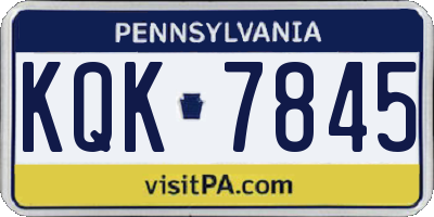 PA license plate KQK7845