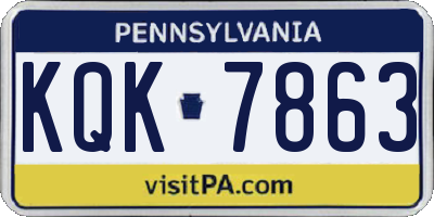 PA license plate KQK7863