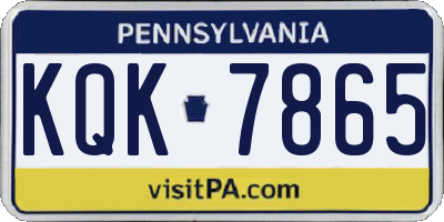 PA license plate KQK7865