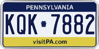 PA license plate KQK7882