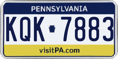 PA license plate KQK7883