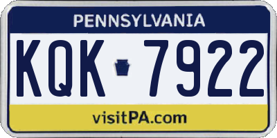 PA license plate KQK7922