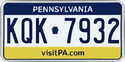 PA license plate KQK7932