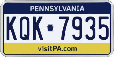 PA license plate KQK7935