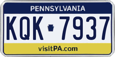 PA license plate KQK7937