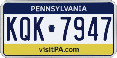 PA license plate KQK7947