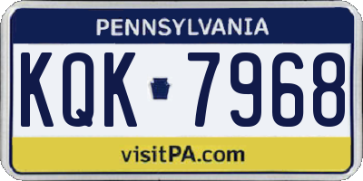 PA license plate KQK7968