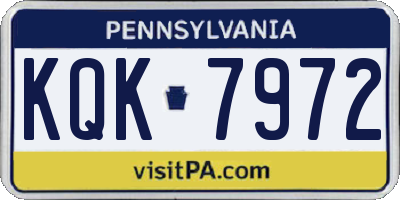 PA license plate KQK7972