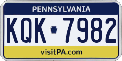 PA license plate KQK7982