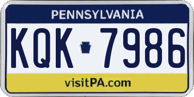 PA license plate KQK7986