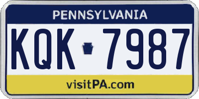 PA license plate KQK7987