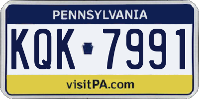 PA license plate KQK7991