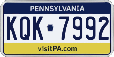 PA license plate KQK7992