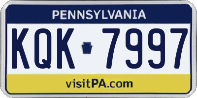 PA license plate KQK7997