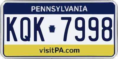 PA license plate KQK7998