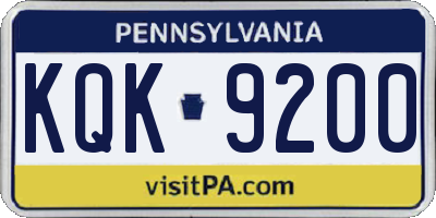 PA license plate KQK9200