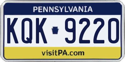 PA license plate KQK9220