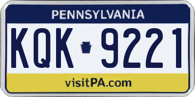 PA license plate KQK9221