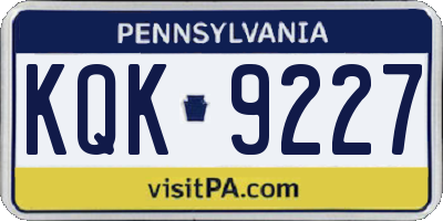 PA license plate KQK9227