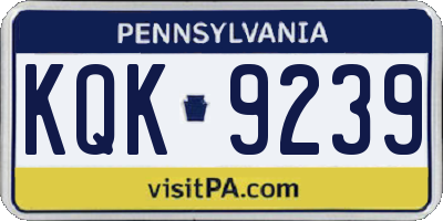 PA license plate KQK9239