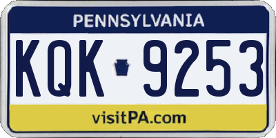 PA license plate KQK9253