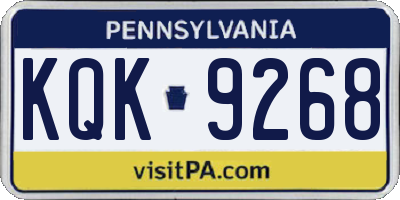 PA license plate KQK9268