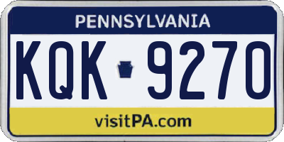 PA license plate KQK9270