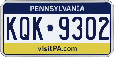 PA license plate KQK9302