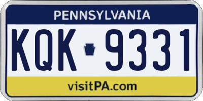 PA license plate KQK9331