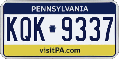 PA license plate KQK9337