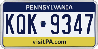 PA license plate KQK9347