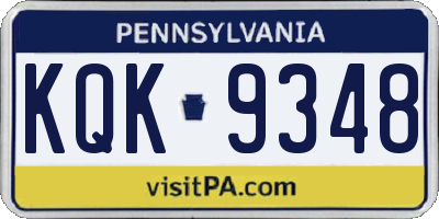 PA license plate KQK9348