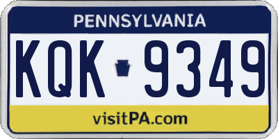PA license plate KQK9349