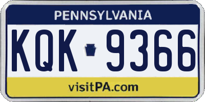 PA license plate KQK9366