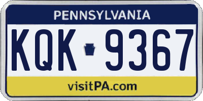 PA license plate KQK9367