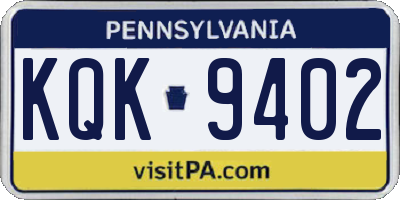 PA license plate KQK9402