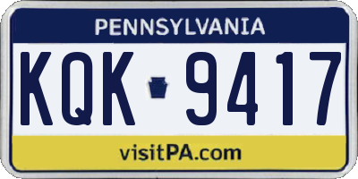 PA license plate KQK9417