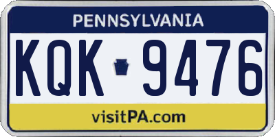 PA license plate KQK9476