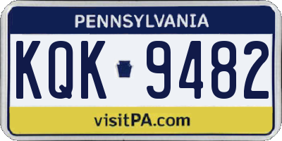 PA license plate KQK9482