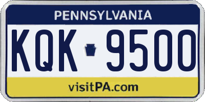 PA license plate KQK9500
