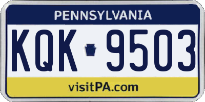 PA license plate KQK9503